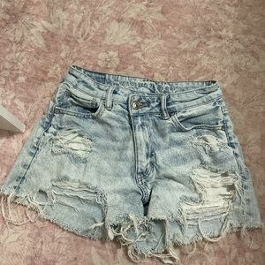 American Eagle Outfitters Distressed Light Blue Denim Shorts